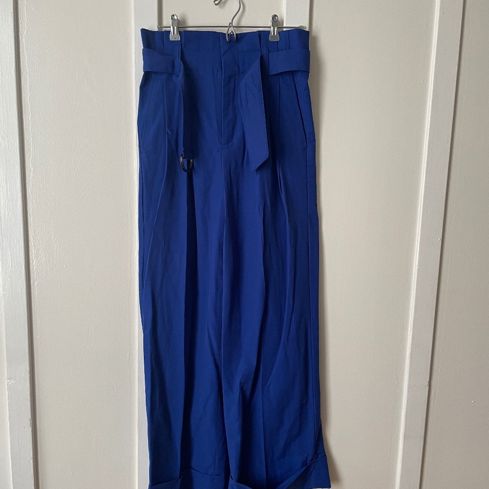 Banana Republic Wide Leg Blue Sateen Pants